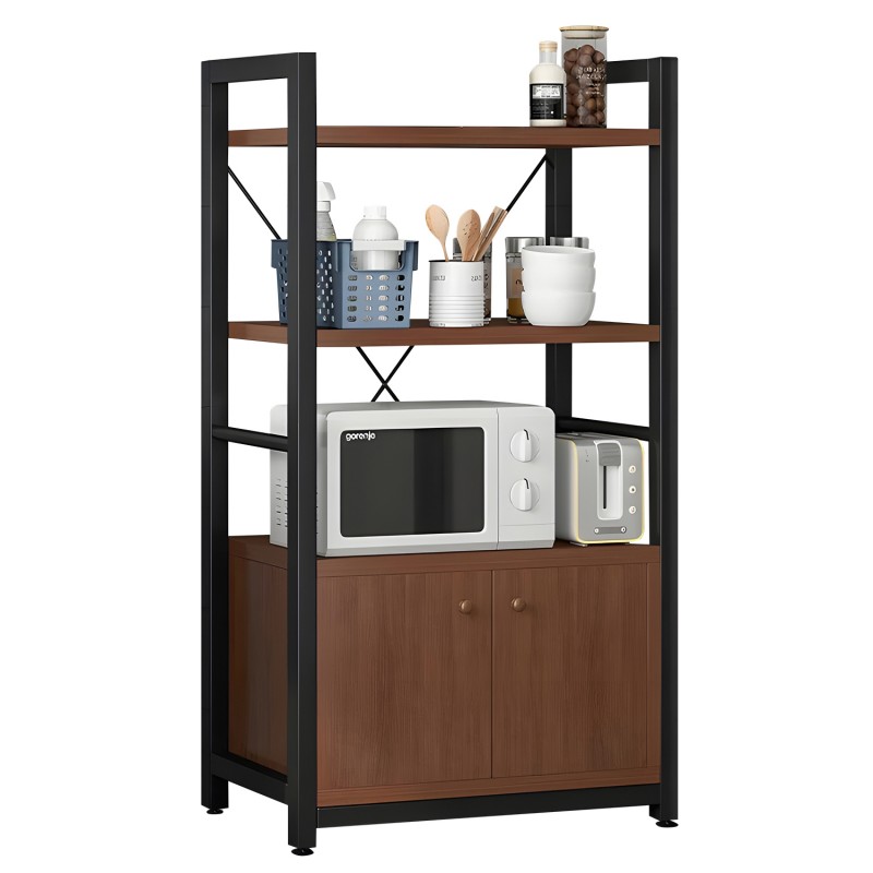 Ραφιέρα Κουζίνας BADGER Καφέ Σκούρο/Μαύρο MDF/Μέταλλο 60x36x121cm