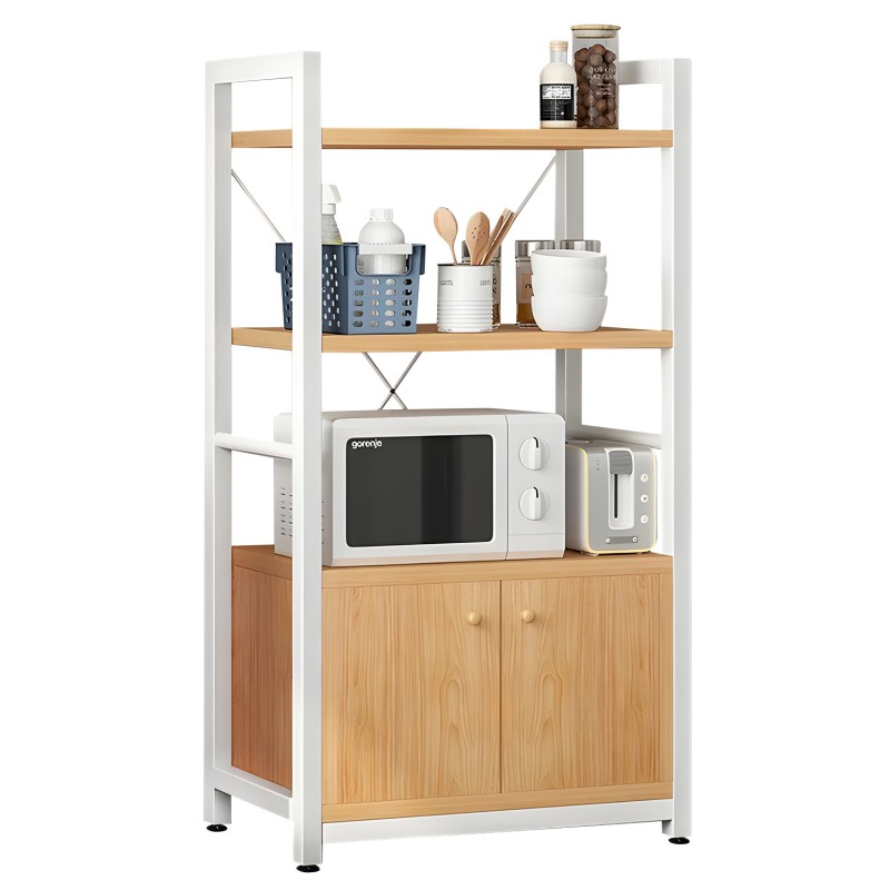 Ραφιέρα Κουζίνας BADGER Φυσικό/Λευκό MDF/Μέταλλο 60x36x121cm