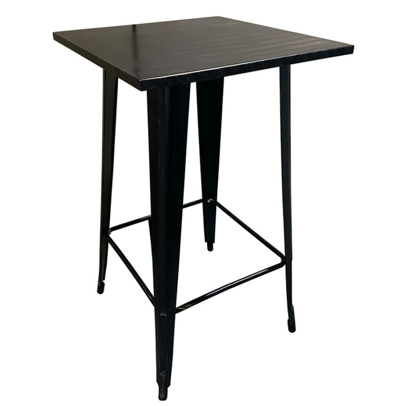 Τραπέζι Bar ArteLibre Βιομηχανικού Τύπου Vintage ARTEKTO Μαύρο Αντικέ Μέταλλο/Ξύλο 60x60x103cm