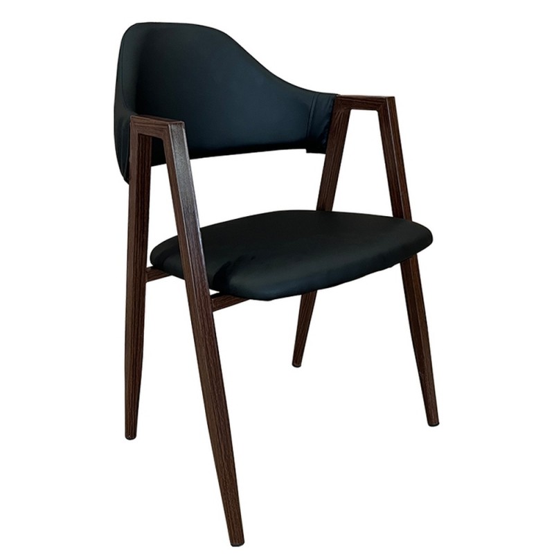 Καρέκλα Τραπεζαρίας ArteLibre SOLANA Μαύρο/Καρυδί PU/Μέταλλο 51x51x81cm