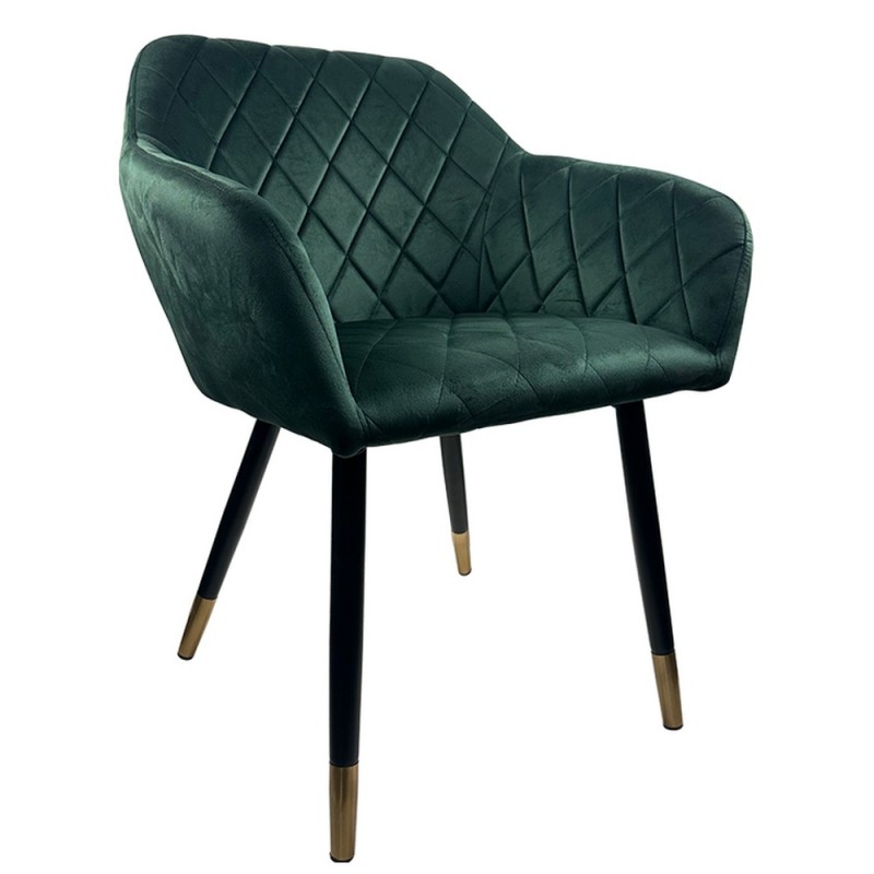 Καρέκλα Τραπεζαρίας ArteLibre ESPERANZA Πράσινο/Μαύρο Βελούδο/Μέταλλο 56x60x81cm