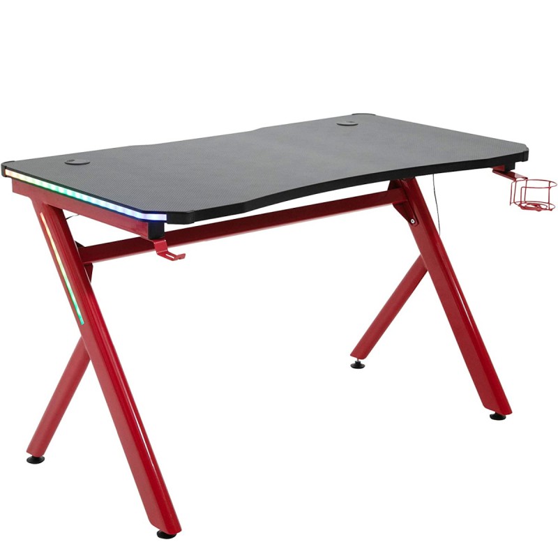 Γραφείο Gaming KENOBI RGB Μαύρο/Κόκκινο Ξύλο/Μέταλλο 120x65x75cm