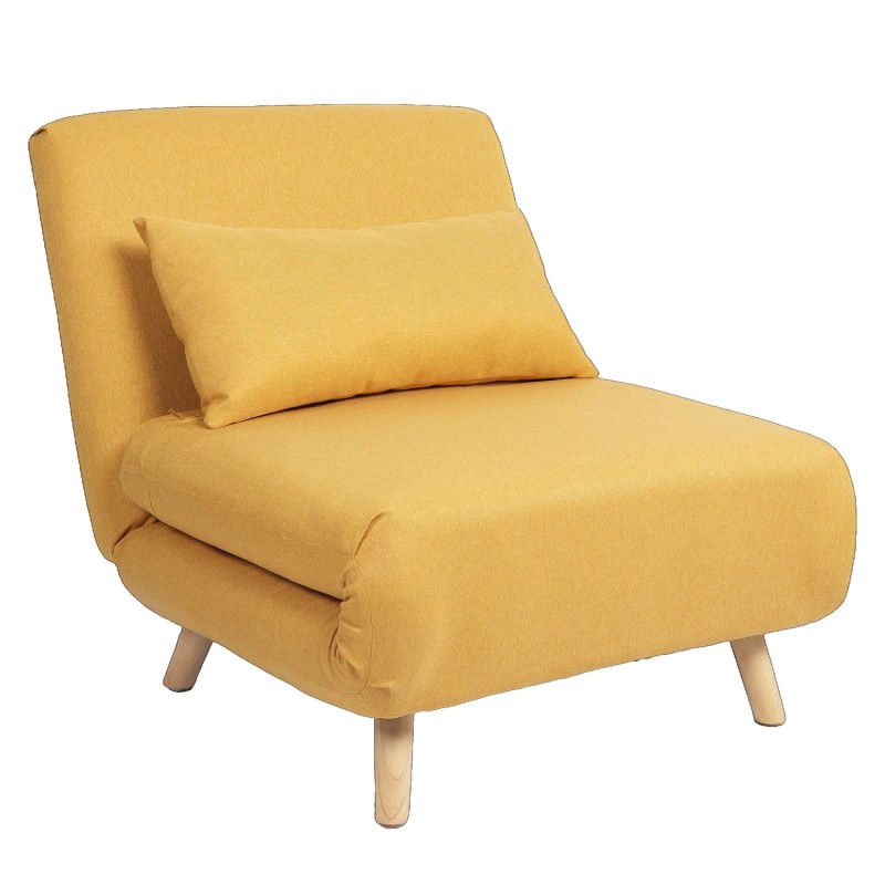 Πολυθρόνα Κρεβάτι ArteLibre VERA Κίτρινο Ύφασμα/Ξύλο 79x80x89cm