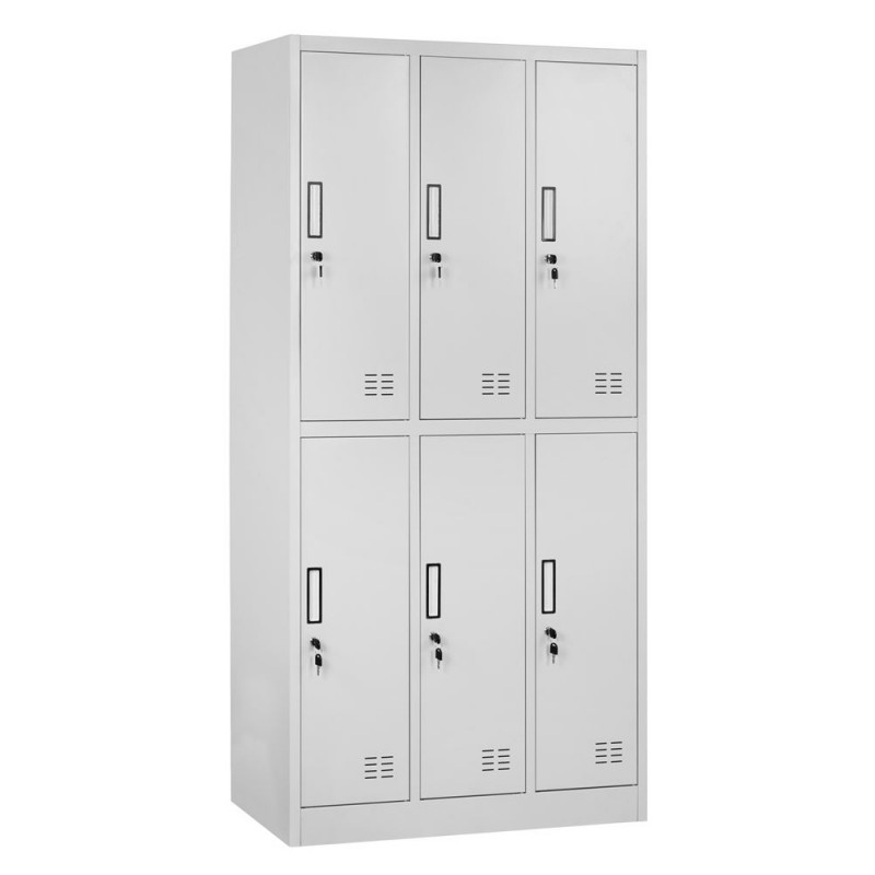 Φοριαμός 6 Θέσεων EARNIL Ανοιχτό Γκρι Μέταλλο 185x90x45cm