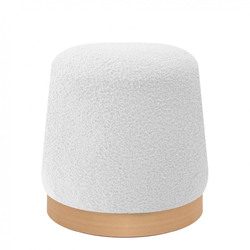 Σκαμπό PRIMULA Λευκό Με Ξύλινη Βάση Ύφασμα Teddy 38x38x41cm