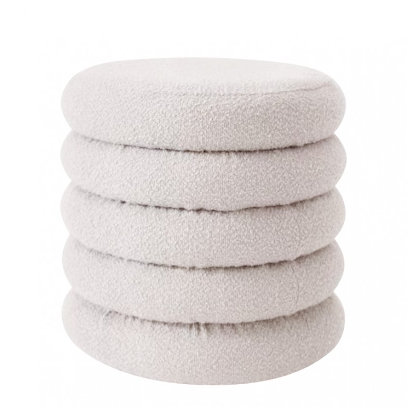 Σκαμπό CAMBRIA Με Αποθηκευτικό Χώρο Λευκό Ύφασμα Μπουκλέ 44x44x44cm