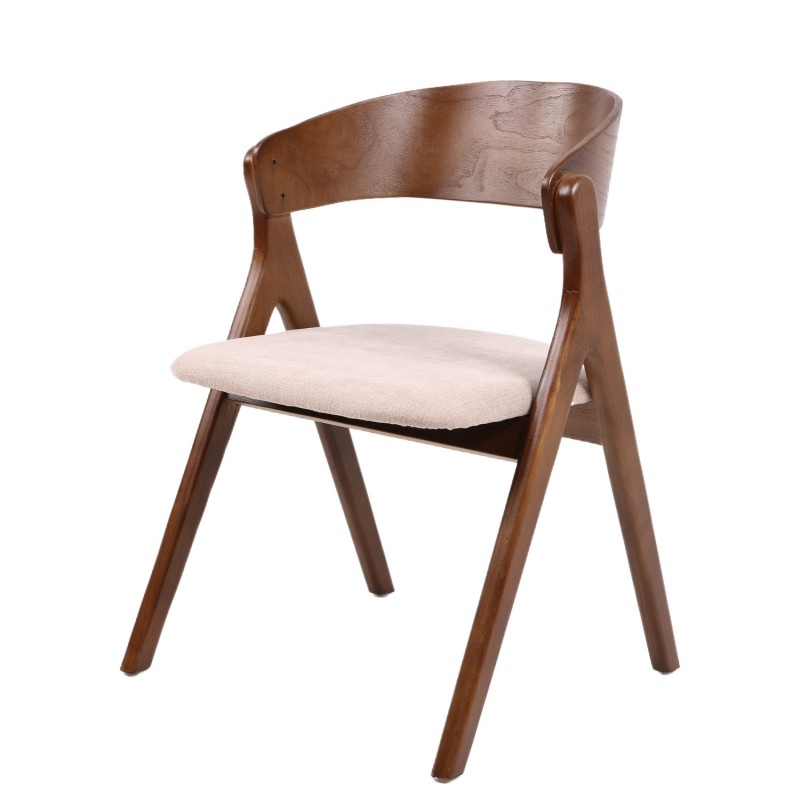 Καρέκλα Τραπεζαρίας ArteLibre LAODICE Καφέ/Καρυδί Ξύλο/Ύφασμα 52.5x56x83cm