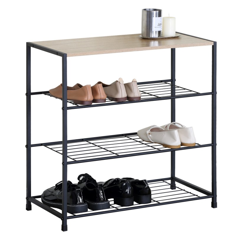 Παπουτσοθήκη ArteLibre MAGGIE Με 3 Ράφια Δρυς/Μαύρο Μοριοσανίδα/Μέταλλο 63x30x63cm Παπουτσοθήκη ArteLibre MAGGIE Με 3 Ράφια Δρυς/Μαύρο Μοριοσανίδα/Μέταλλο 63x30x63cm