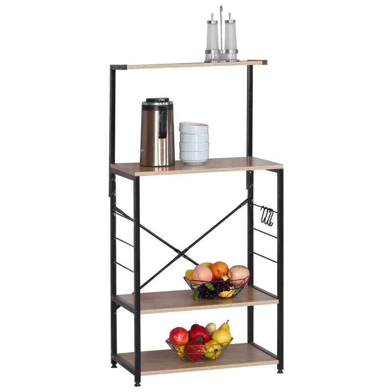 Ραφιέρα Κουζίνας ArteLibre GRANTHAM Δρυς/Μαύρο Μοριοσανίδα/Μέταλλο 60x40x123cm