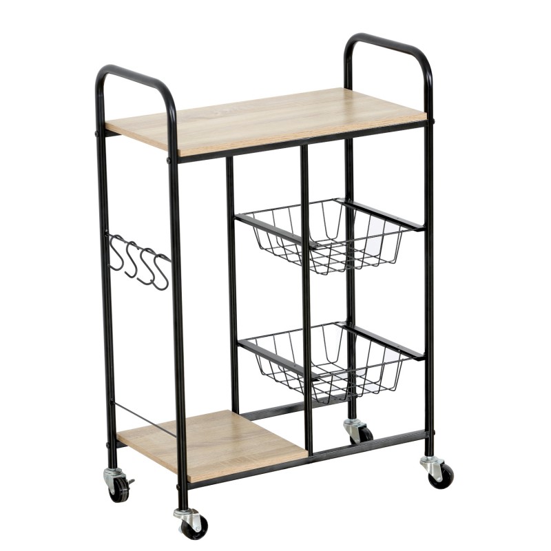 Ραφιέρα Κουζίνας ArteLibre HARTWELL Δρυς/Μαύρο Μοριοσανίδα/Μέταλλο 57x30x85cm