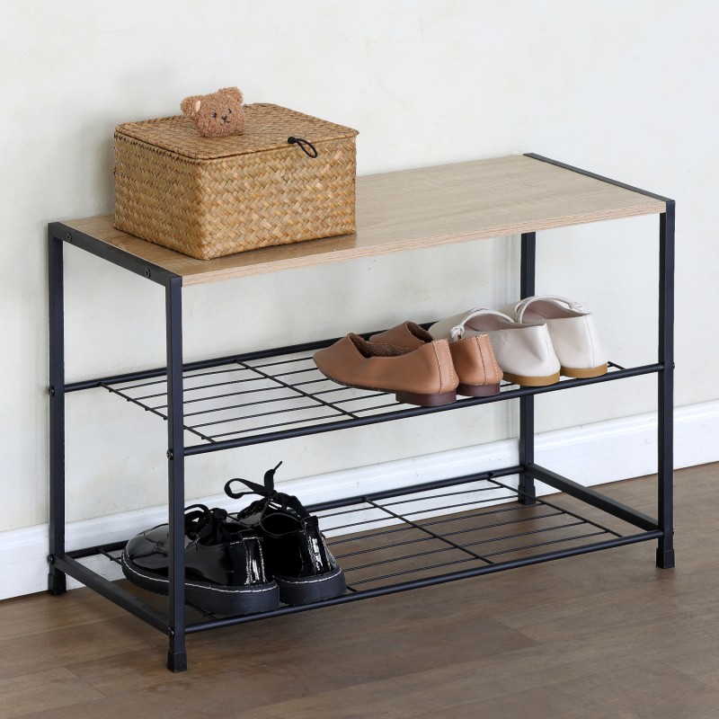 Παπουτσοθήκη ArteLibre JESMOND Δρυς/Μαύρο Μοριοσανίδα/Μέταλλο 63x30x43cm Παπουτσοθήκη ArteLibre JESMOND Δρυς/Μαύρο Μοριοσανίδα/Μέταλλο 63x30x43cm