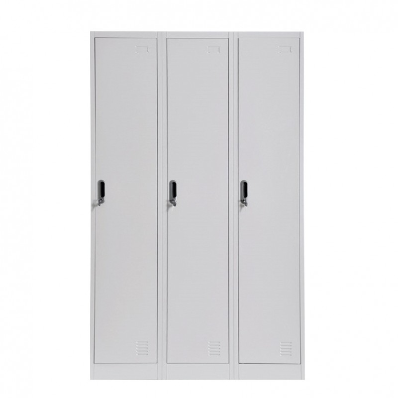 Ντουλάπα Τρίφυλλη EARWEN Ανοιχτό Γκρι Μέταλλο 185x90x45cm