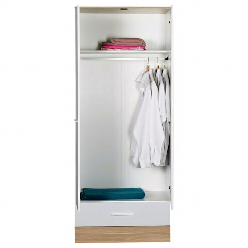 Ντουλάπα VESLEMOY Λευκό/Φυσικό Μοριοσανίδα 80x50x195cm Ντουλάπα VESLEMOY Λευκό/Φυσικό Μοριοσανίδα 80x50x195cm