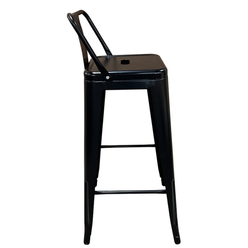 Σκαμπό Bar ArteLibre Βιομηχανικού Τύπου Vintage MOLERO Μαύρο Ματ Μέταλλο 43x43x94cm