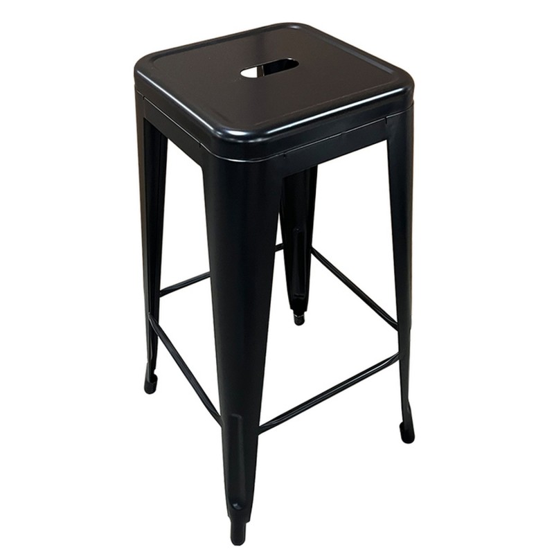 Σκαμπό Bar ArteLibre Βιομηχανικού Τύπου Vintage SILANO Μαύρο Ματ Μέταλλο 42x42x76cm