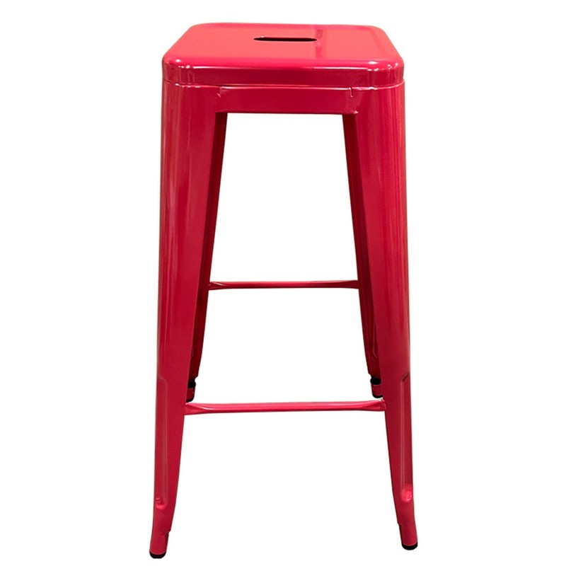 Σκαμπό Bar ArteLibre Βιομηχανικού Τύπου Vintage SILANO Κόκκινο Μέταλλο 42x42x76cm