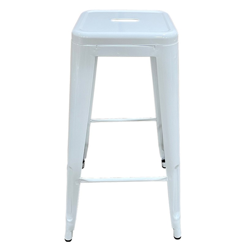 Σκαμπό Bar ArteLibre Βιομηχανικού Τύπου Vintage SILANO Λευκό Μέταλλο 42x42x76cm