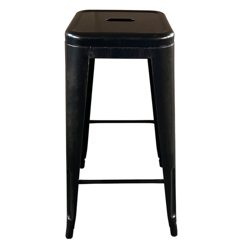 Σκαμπό Bar ArteLibre Βιομηχανικού Τύπου Vintage SILANO Μαύρο Αντικέ Μέταλλο 42x42x76cm