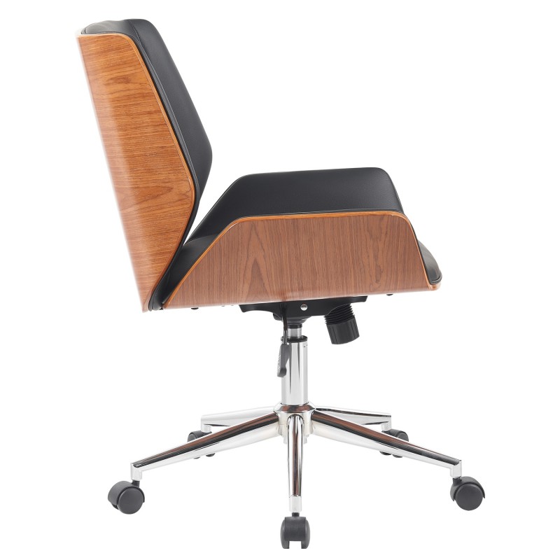 Καρέκλα Γραφείου ArteLibre ZAREK Μαύρο/Καφέ Ξύλο/PU/Αλουμίνιο 61x66.5x88.5-98m