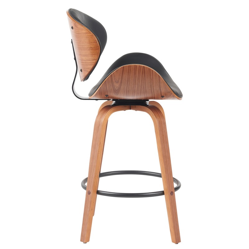 Σκαμπό Bar ArteLibre LYRIAN Μαύρο/Καφέ Ξύλο/PU 52x55x107cm