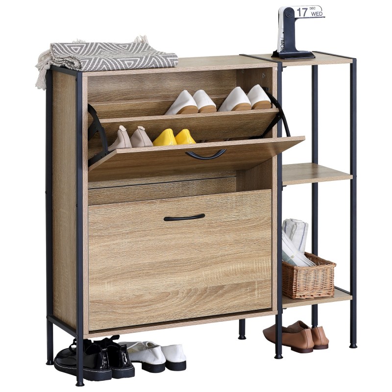 Παπουτσοθήκη ArteLibre ALDERWYN Με Πλαϊνό Ράφι Δρυς/Μαύρο Μοριοσανίδα/Μέταλλο 88x24x87cm Παπουτσοθήκη ArteLibre ALDERWYN Με Πλαϊνό Ράφι Δρυς/Μαύρο Μοριοσανίδα/Μέταλλο 88x24x87cm