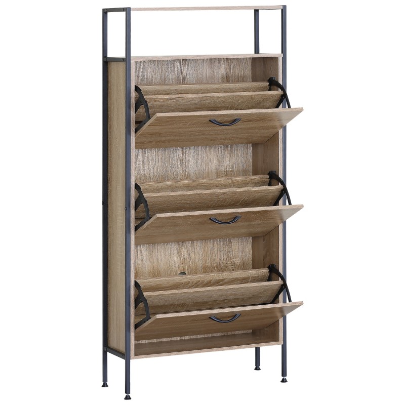 Παπουτσοθήκη ArteLibre ALDERWYN Δρυς/Μαύρο Μοριοσανίδα/Μέταλλο 63x24x141cm Παπουτσοθήκη ArteLibre ALDERWYN Δρυς/Μαύρο Μοριοσανίδα/Μέταλλο 63x24x141cm