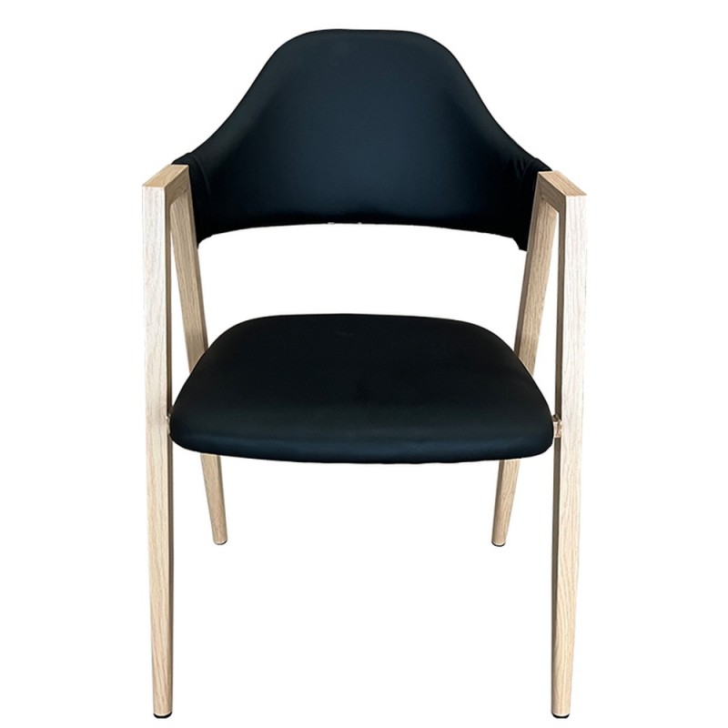 Καρέκλα Τραπεζαρίας ArteLibre SOLANA Μαύρο/Φυσικό PU/Μέταλλο 51x51x81cm