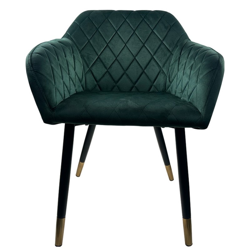 Καρέκλα Τραπεζαρίας ArteLibre ESPERANZA Πράσινο/Μαύρο Βελούδο/Μέταλλο 56x60x81cm