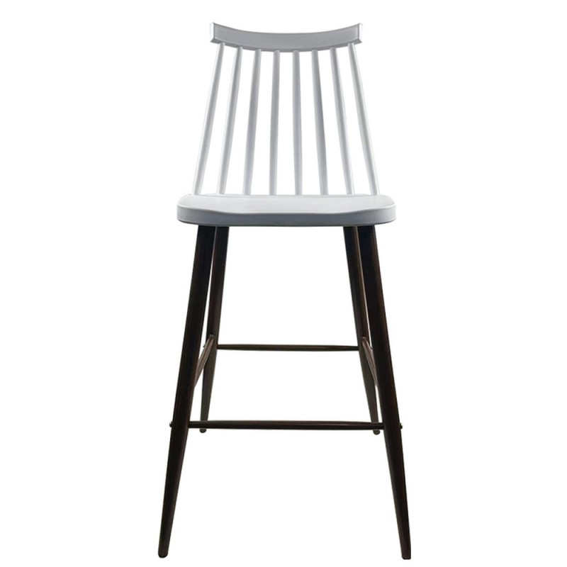 Σκαμπό Bar ArteLibre MARANTA Λευκό/Καρυδί PP/Μέταλλο 45x46x97cm