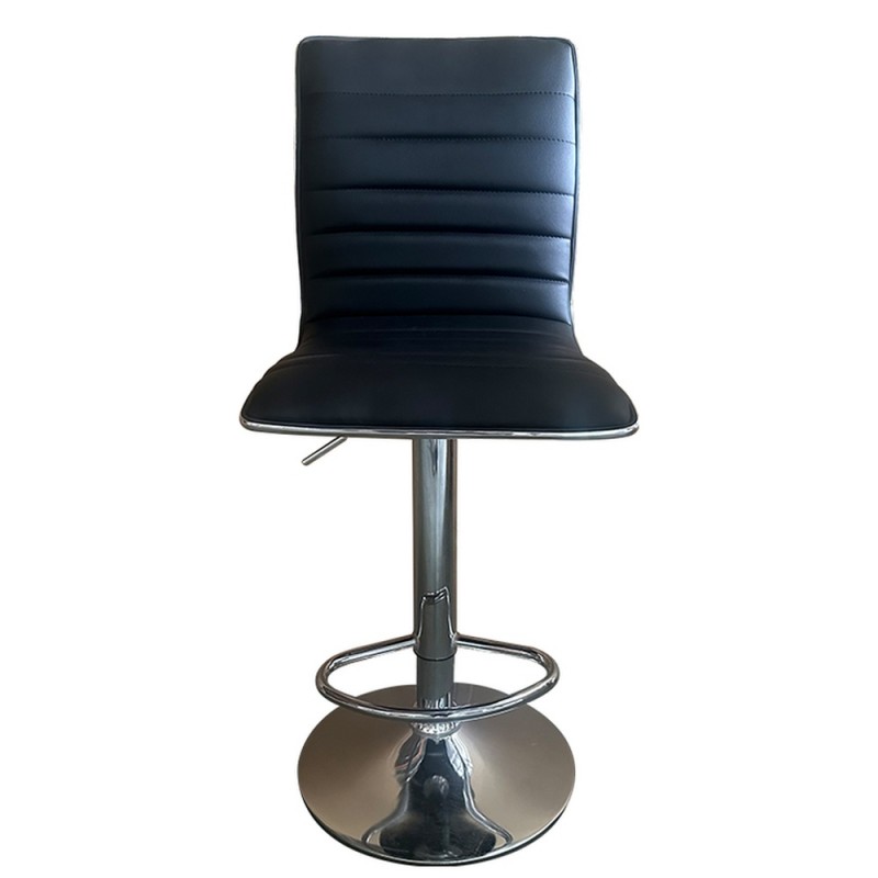 Σκαμπό Bar ArteLibre ENCANTA Μαύρο/Χρώμιο PU/Μέταλλο 41x50x59/94-80/115cm