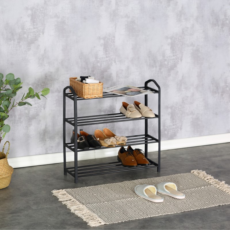 Παπουτσοθήκη ArteLibre REAGAN Με 4 Ράφια Μαύρο Μέταλλο 62x20x62cm