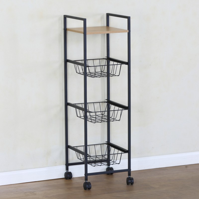 Ραφιέρα Κουζίνας ArteLibre ELMSTEAD Δρυς/Μαύρο Μοριοσανίδα/Μέταλλο 29x30x95cm