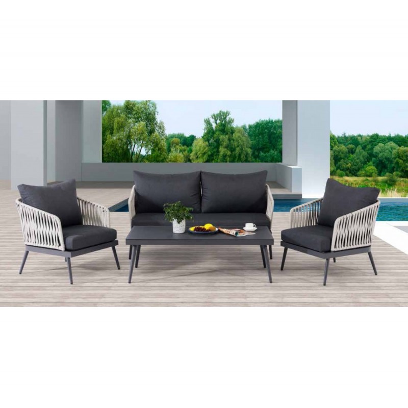 LIVIO set  αλουμινίου Ανθρακί 4 τμχ 157x73x74cm