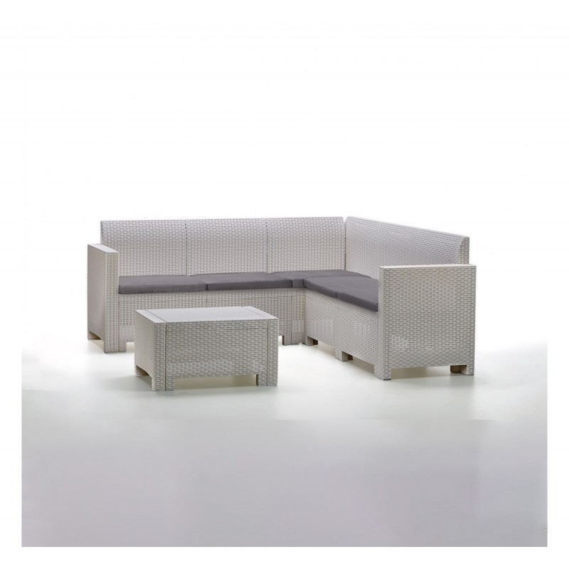 Nebraska corner set πολυπροπυλενίου Λευκό 188x180x57(79h)cm