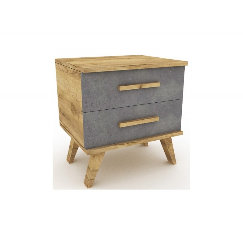 Sixties κομοδίνο 60x42xH55cm χρώμα φυσικο - ανθρακί 