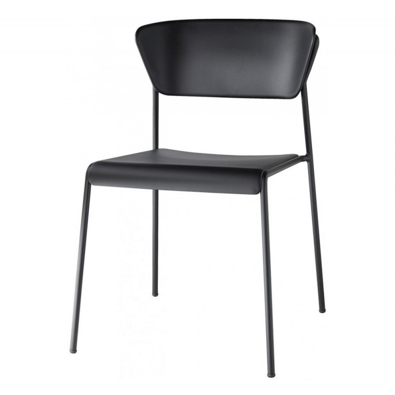 LISA TECHNOPOLYMER (2865) καρέκλα VN - Matt black coated steel, embossed finish 51x54x76(46)cm