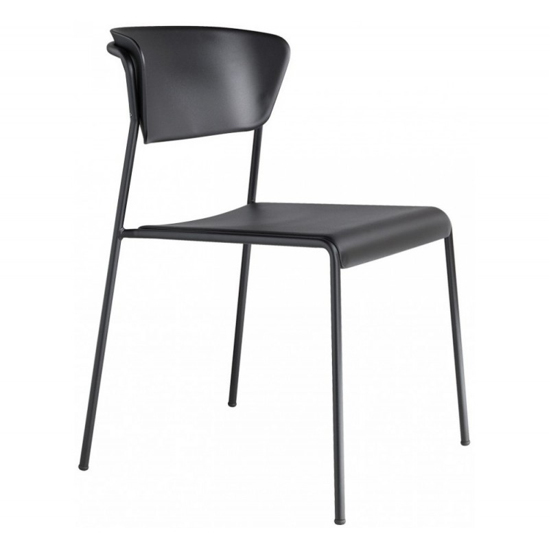 LISA TECHNOPOLYMER (2865) καρέκλα VA - Matt anthracite grey coated steel, embossed finish 51x54x76(46)cm