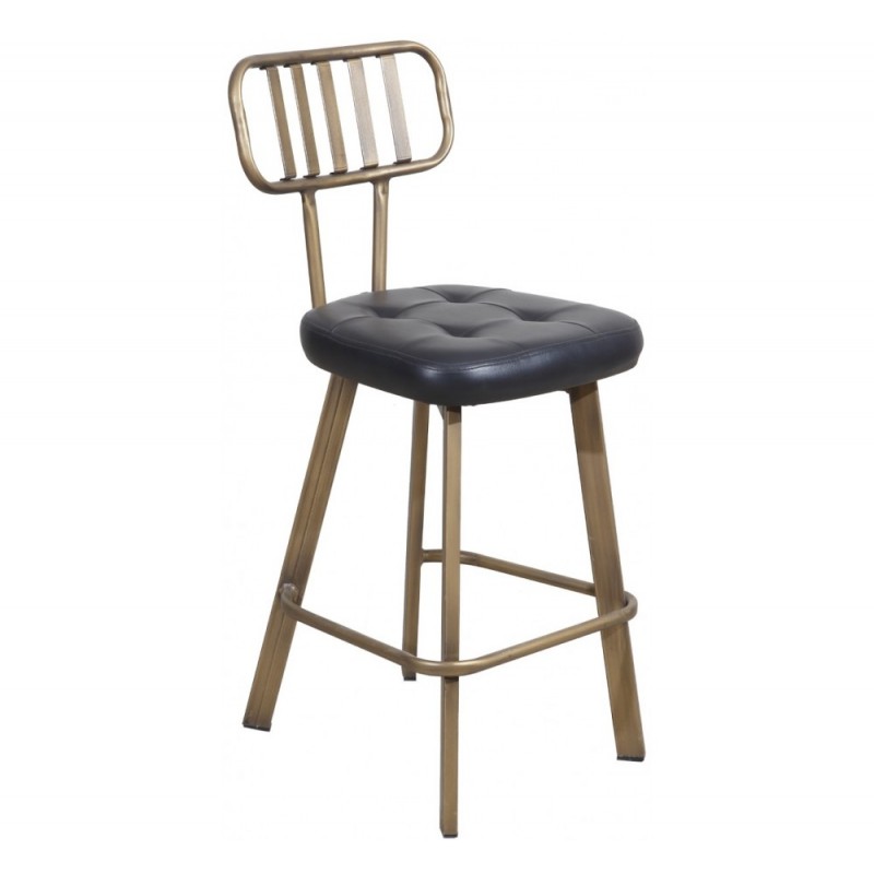 AVG330 μεταλλικό σκαμπό bar με μεταλλικό  σκελετό και δερματίνη μαύρη   46 X 53,5 X H92(75)cm.