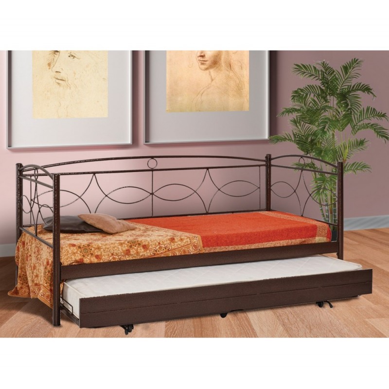 MC48 μεταλλικός καναπές με συρόμενο κρεβάτι Για στρώμα 90x190cm