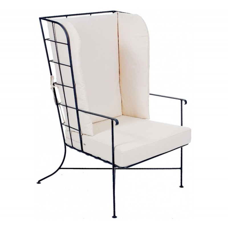 AVG283 lounge πολυθρόνα  μαύρο σκελετο και λευκό μαξιλάρι 72x75x35+10x116cm