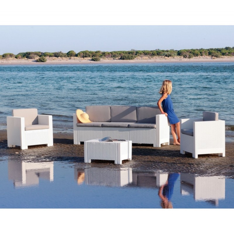 ATLANTA3 σετ 4τμχ Λευκό 188x57x79 -Διατίθεται σαν σετ με 1 τριθέσιο καναπέ , 2πολυθρόνες και τραπεζάκι.