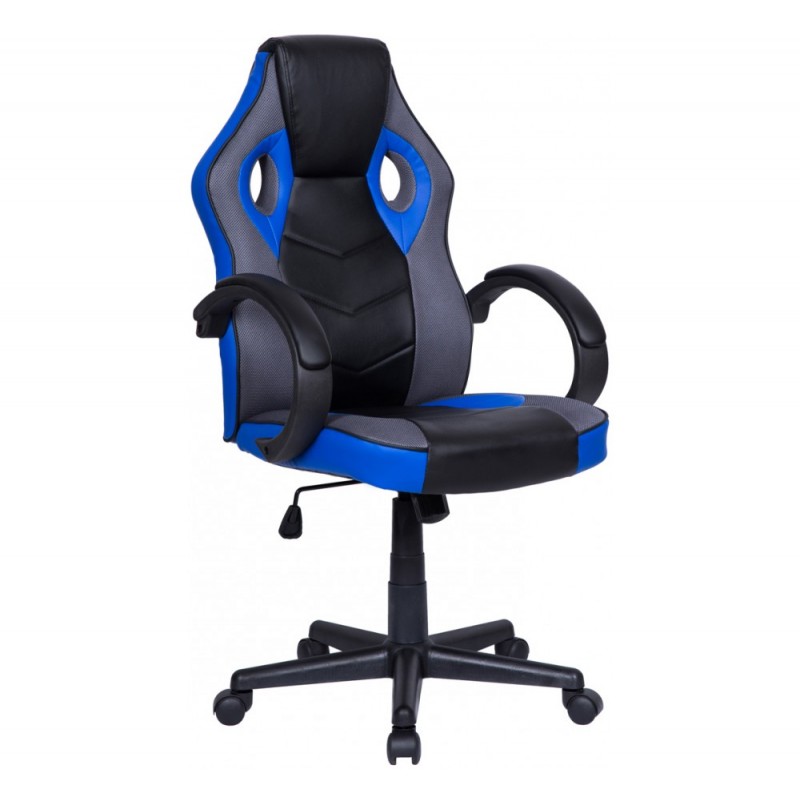 RACE πολυθρόνα γραφείου μπλε μαύρη δερματίνη   64x70x119cm