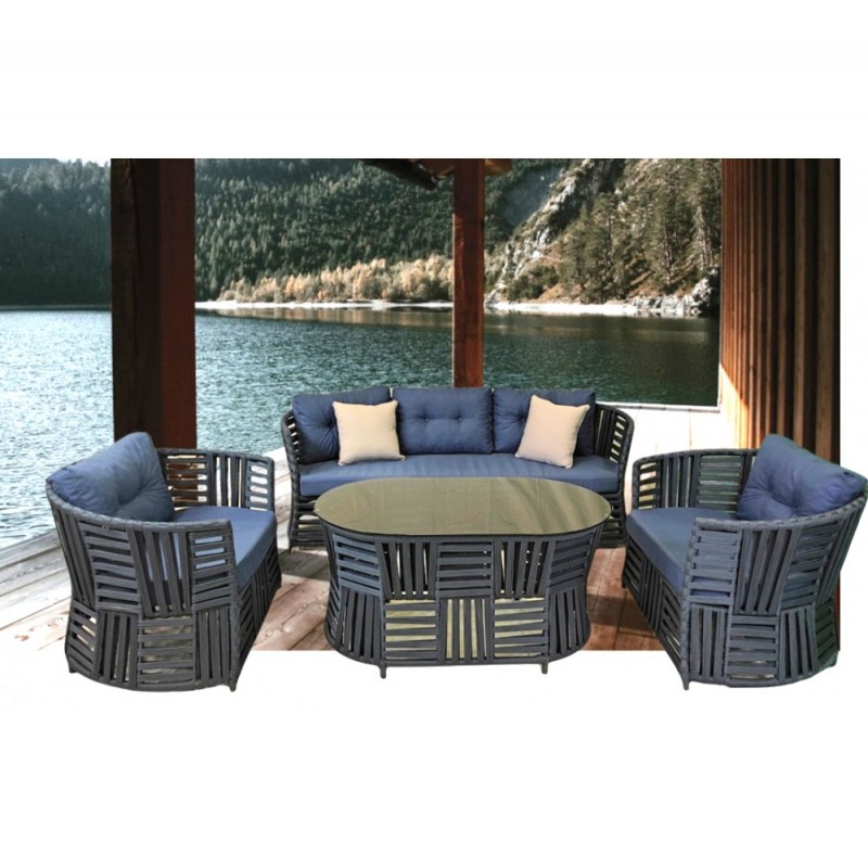 VOSS set σαλόνι αλουμινίου 4τμχ - Μπλε 200x65xH77cm