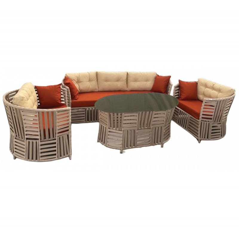 VOSS set σαλόνι αλουμινίου 4τμχ - Μπεζ 200x65xH77cm