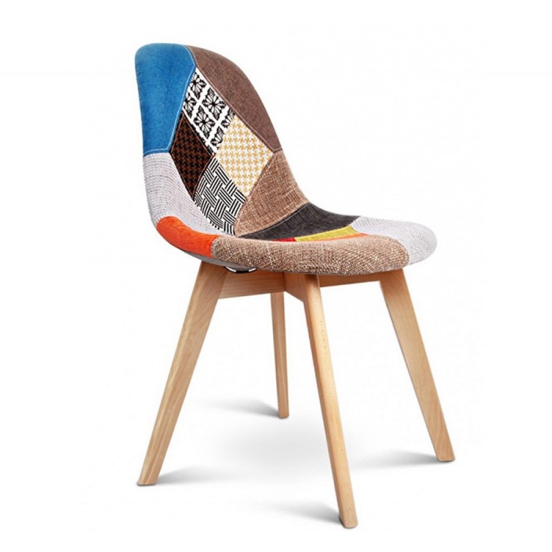 JENNA καρέκλα ξύλινη Patchwork  47x51x81cm