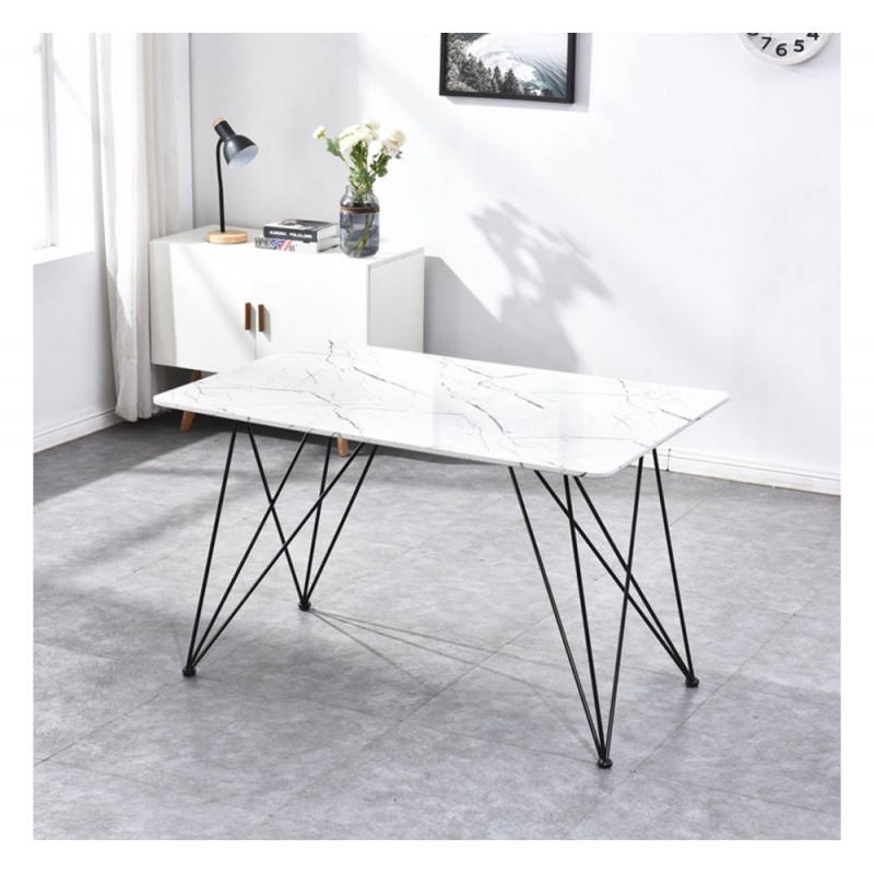 KRYSTAL τραπέζι 80x120 μεταλλικό Marmor effect 120x80xΗ75cm