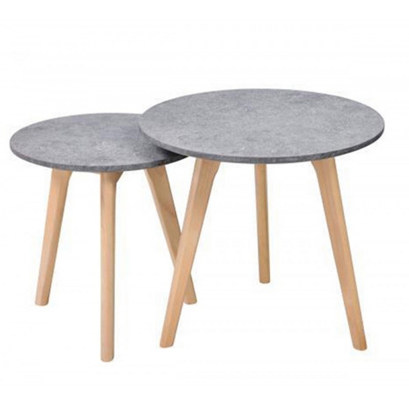 KIT coffee table set 2τμχ  T1: Ø50xH45cm / T2: Ø40xH40cm