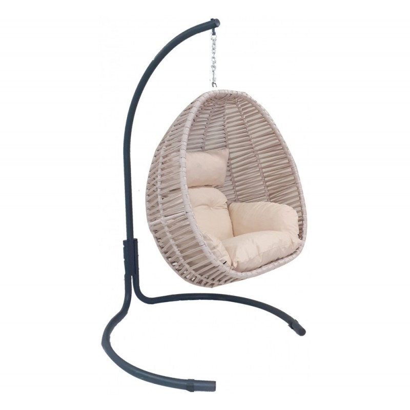 AZUR μεταλλική κούνια N1013 - Μπεζ Σκελετός: 120x110x198h /Καλάθι: 105x85x116h