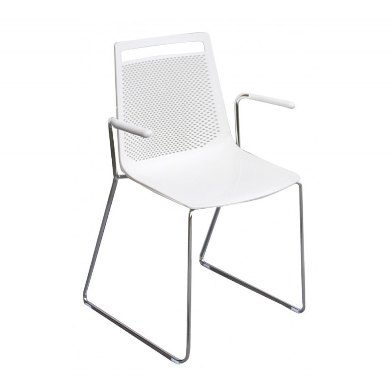 AKAMI cod191/SS πολυθρόνα 00-White λευκό pp - χρωμιου σκελετός  48x55x85cm