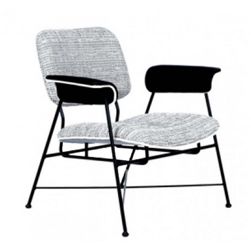 AVF159 Lounge μεταλλική πολυθρόνα γκρί ύφασμα  77x72x38(77)m